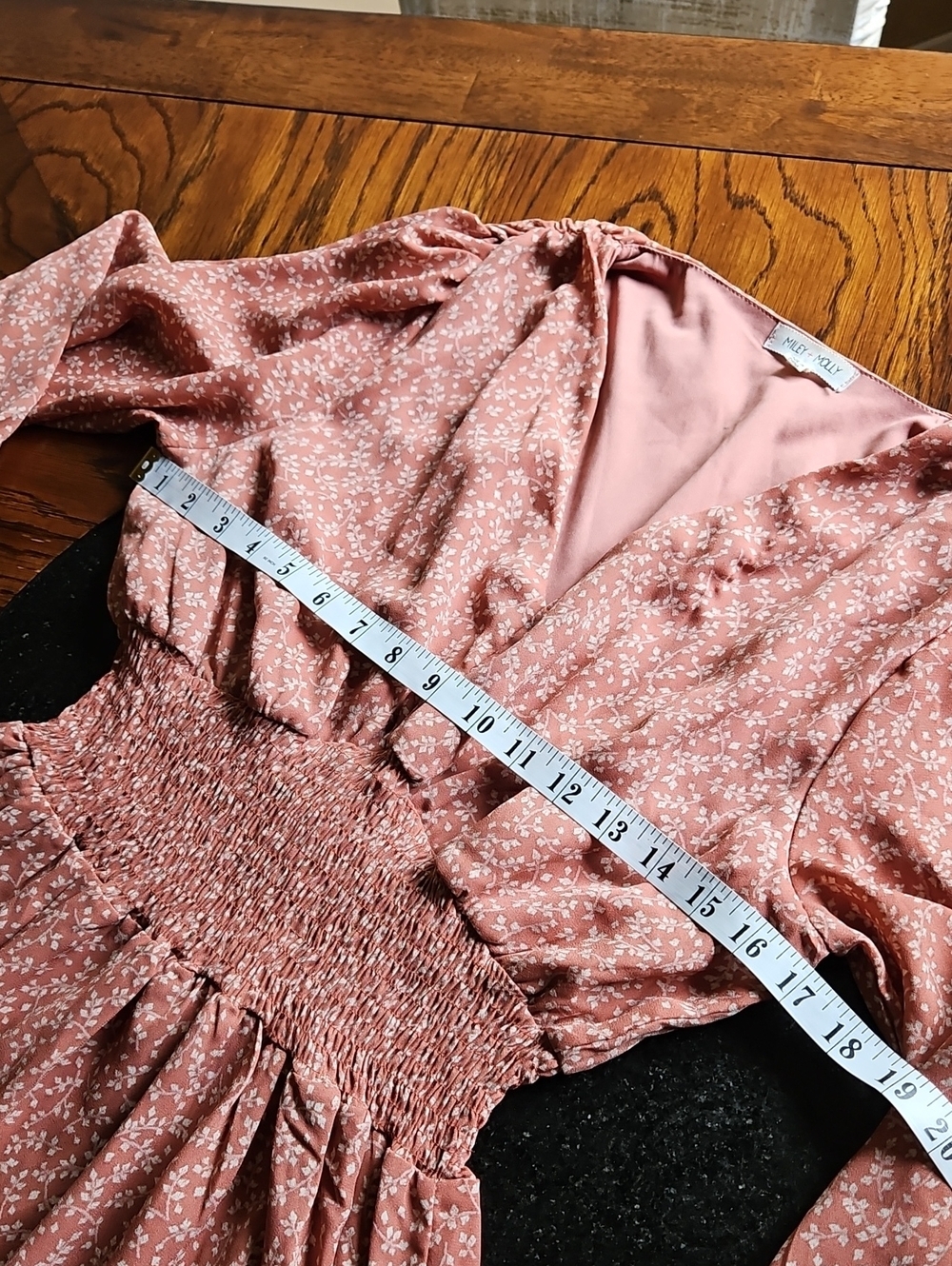 Miley+Molly Smocked Ruffled Hem Boho Chic Cottagecore Dress S - Picture 12 of 15